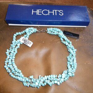 Vintage Women's 3 Stranded Turquoise 16" Necklace